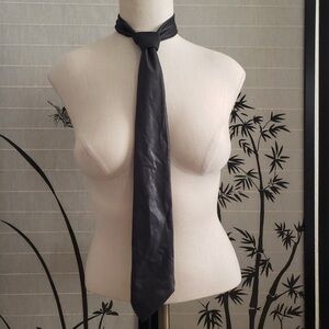 [mark] Soft Black Faux Leather Neck Tie